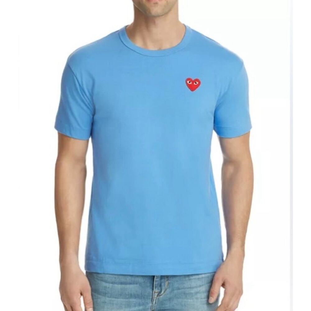 Comme des Garçons PLAY Red Heart Embroidered Tee Shirt Men's Size Medium